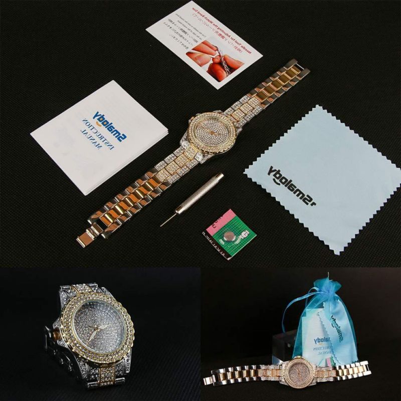 Reloj Smalody 34 cm Diamante Cristal Cuarzo Oro/Plata
