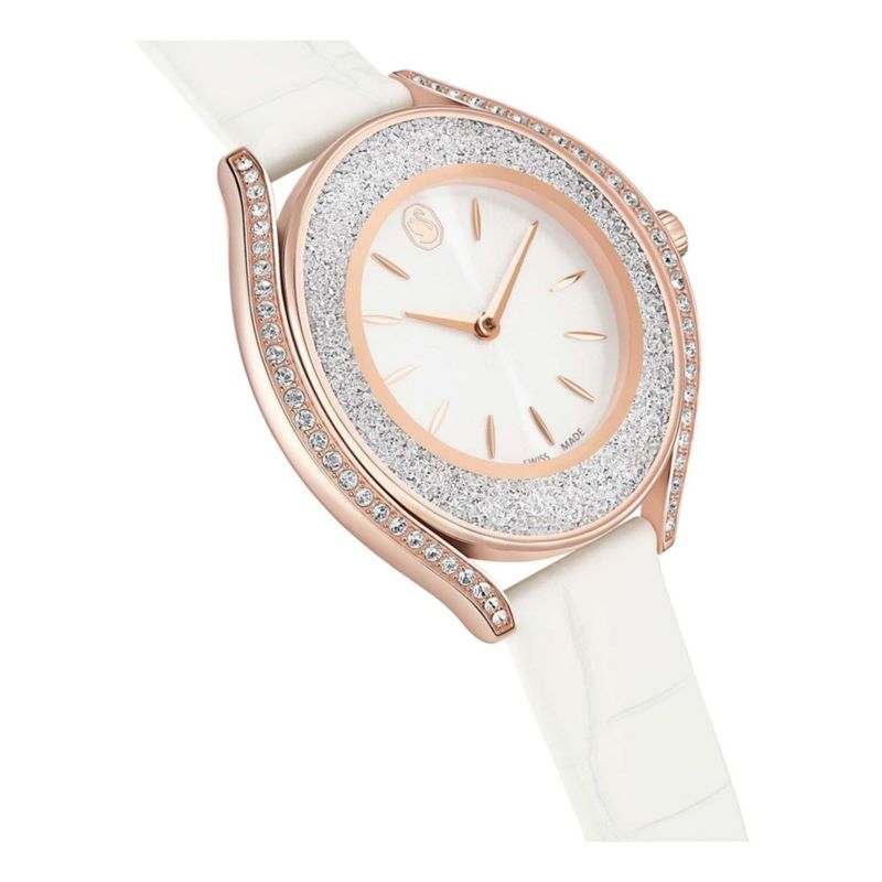 Reloj Swarovski Crystalline Aura Swiss Made con Correa de Cuero