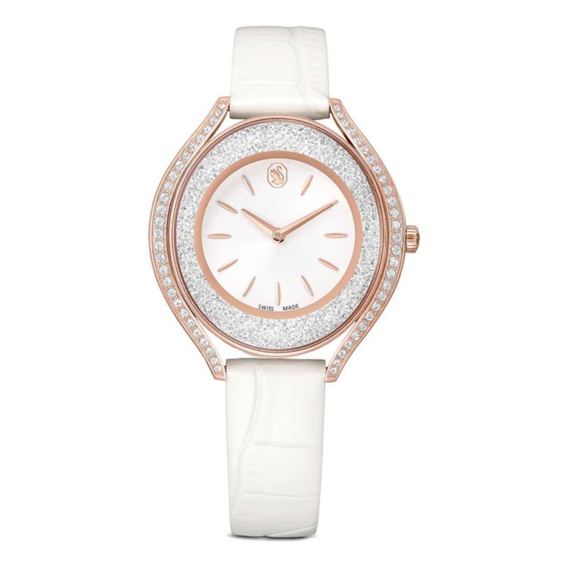Reloj Swarovski Crystalline Aura Swiss Made con Correa de Cuero