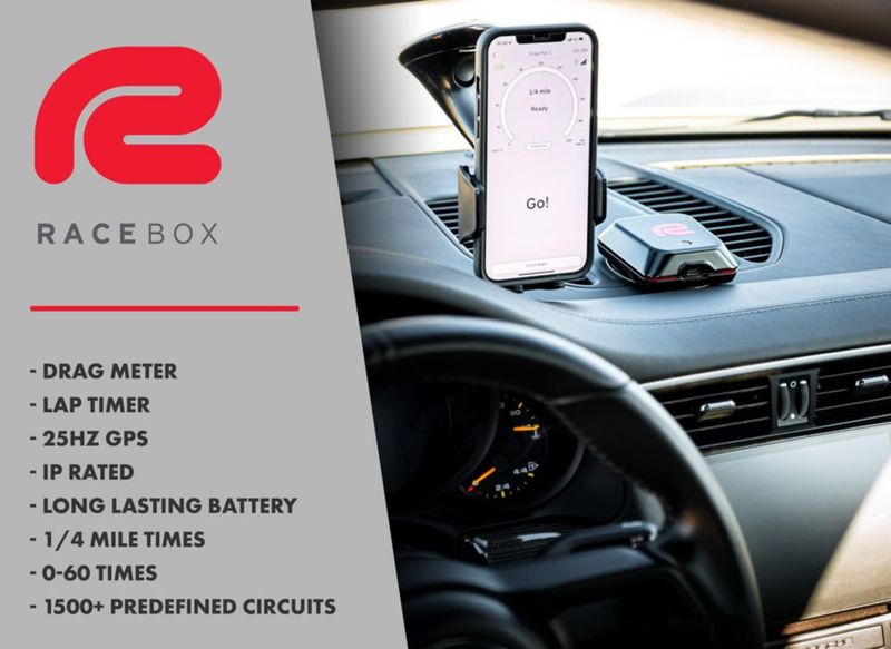 Medidor GPS RACEBOX Mini 25Hz para Vuelta y Arrastre (App)