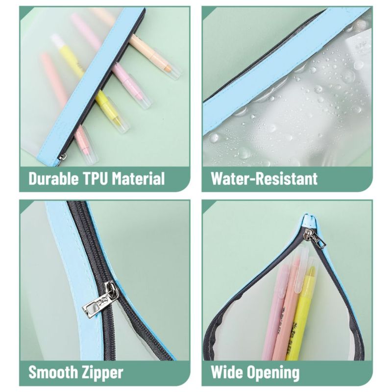 Estuche transparente para lápices Mr. Pen 22 × 11 cm (pack de 3) – material TPU