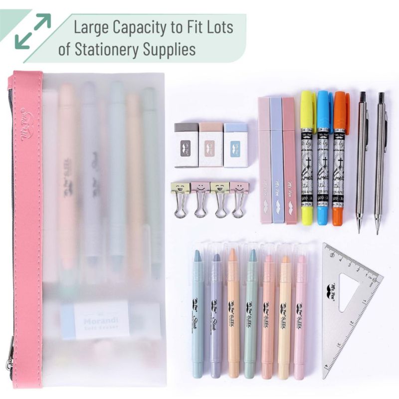 Estuche transparente para lápices Mr. Pen 22 × 11 cm (pack de 3) – material TPU