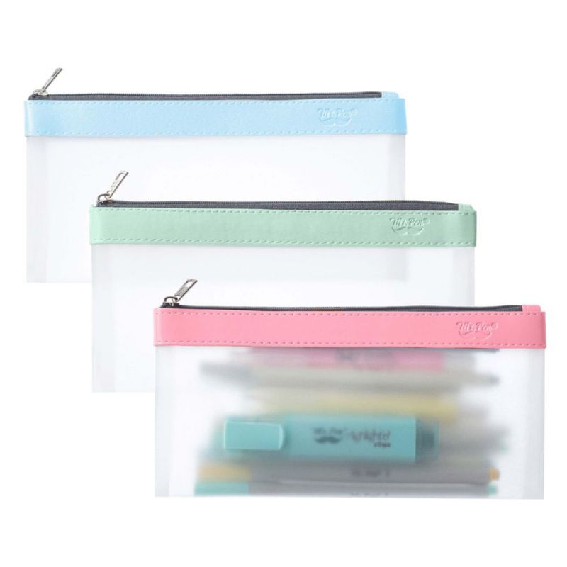 Estuche transparente para lápices Mr. Pen 22 × 11 cm (pack de 3) – material TPU