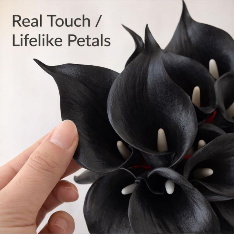 Flores artificiales negras de 36 cm – paquete de 20 – Floral Kingdom