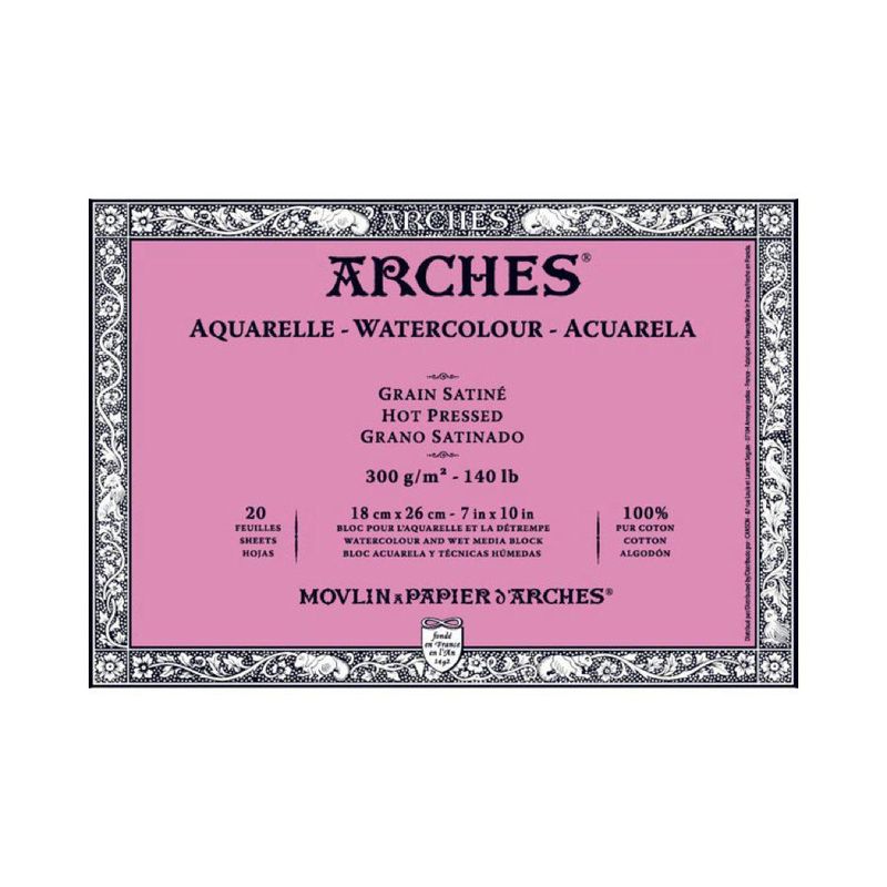 Bloque de Acuarela Arches 18x26 cm 300 g (prensado en caliente)