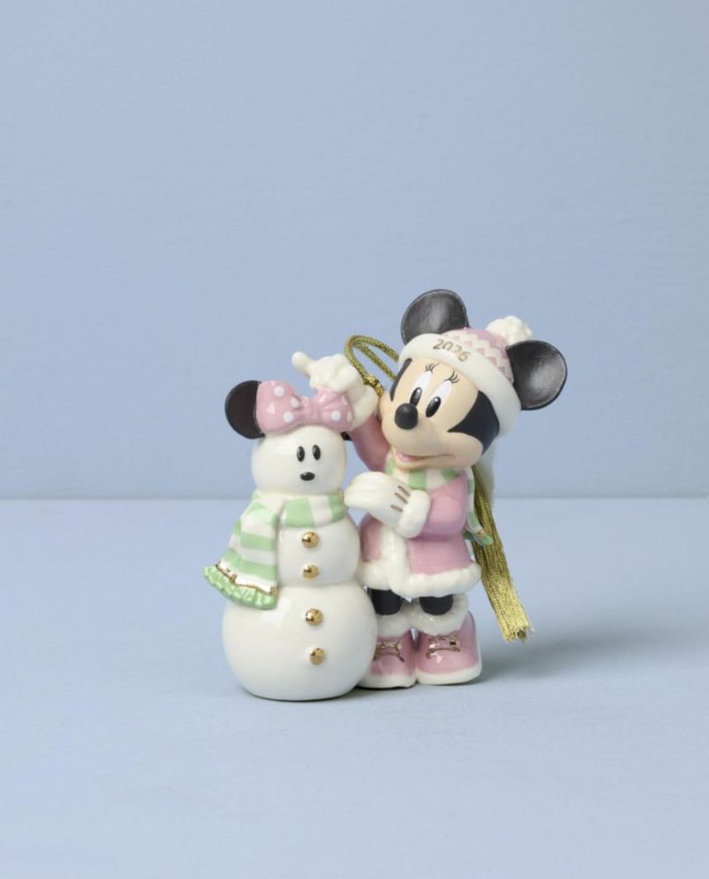 Adorno Lenox Minnie Mouse con Muñeco de Nieve 2026 de Porcelana