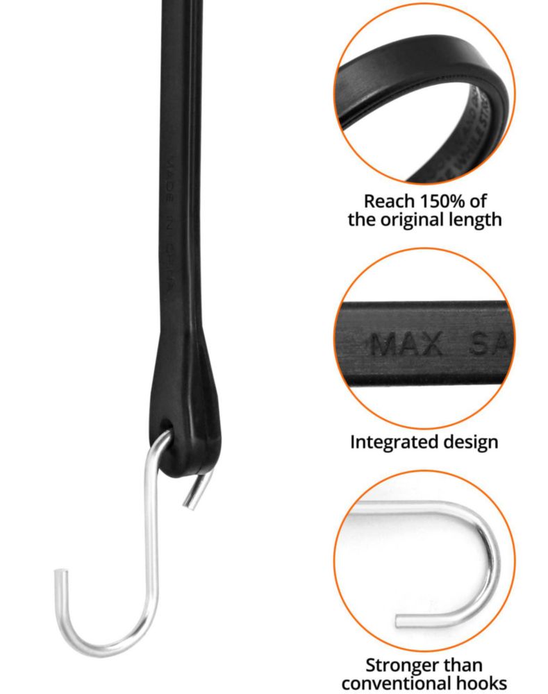 Cuerda elástica QWORK 25 cm paquete de 20 ganchos de goma