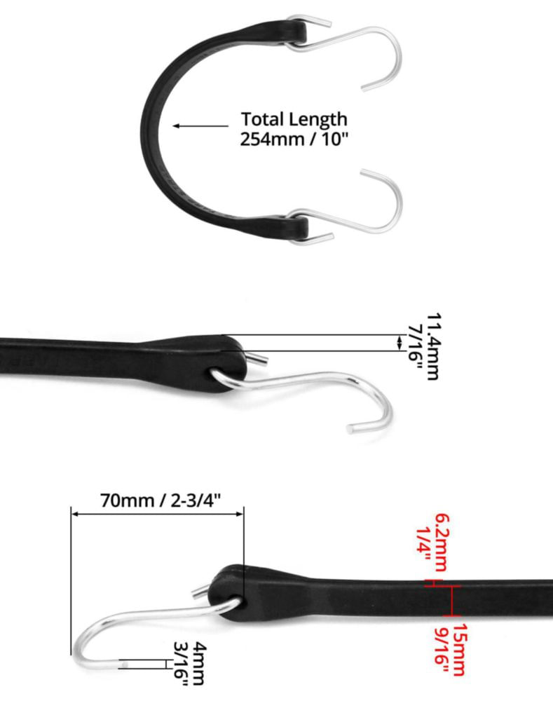 Cuerda elástica QWORK 25 cm paquete de 20 ganchos de goma