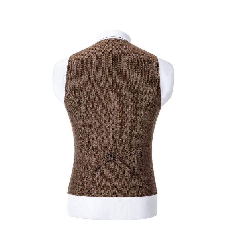 Chaleco SOLOVEDRESS L Marrón Tweed Estilo Vintage