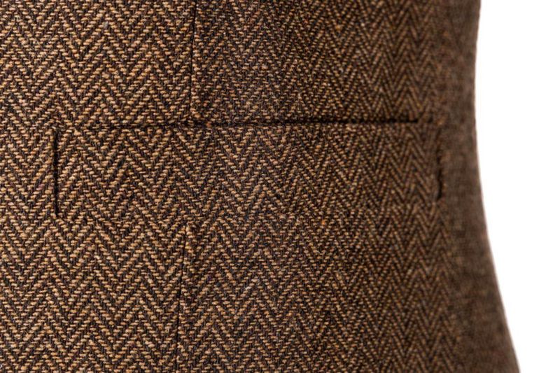 Chaleco SOLOVEDRESS L Marrón Tweed Estilo Vintage