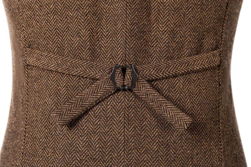 Chaleco SOLOVEDRESS L Marrón Tweed Estilo Vintage