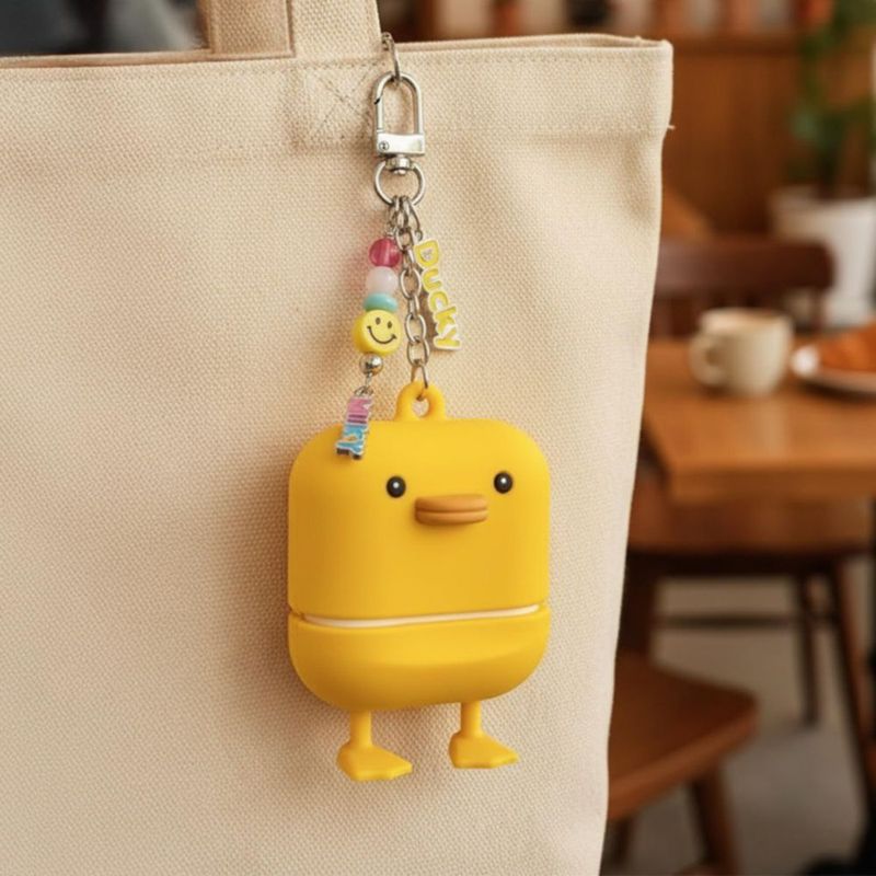 Llavero KAHI de silicona con forma de pato para barra de protector solar