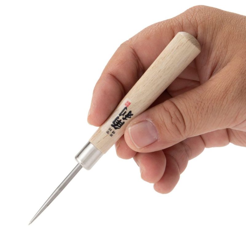 Punzón KAKURI de 12 cm con mango de madera y acero inoxidable