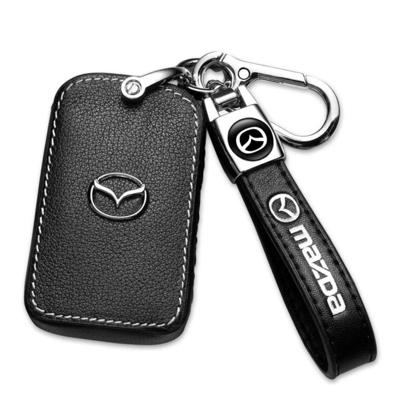 Llavero ZERAL Mazda 4 Botones - Cubierta de Cuero Negra