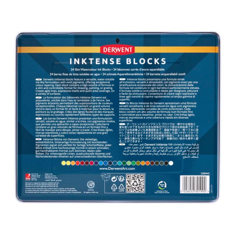 PAINT Bloques Inktense Derwent 24 unidades de 8 mm solubles en agua