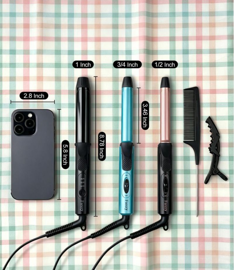 Plancha rizadora FARERY 19 cm 100‑240 V tamaño de viaje