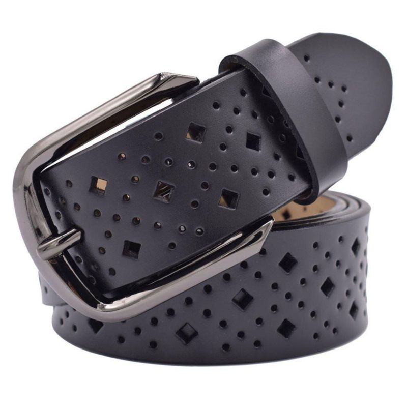 Cinturón de cuero VONSELY 109 cm negro con hebilla de pasador hueca
