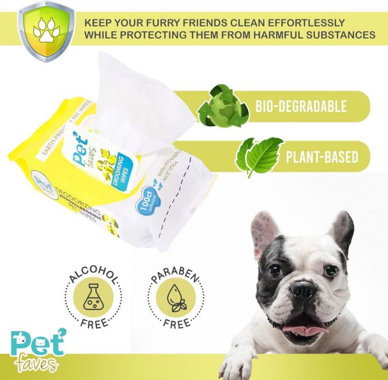 Toallitas para Perro Pet Faves 100 Unidades Hipoalergénicas