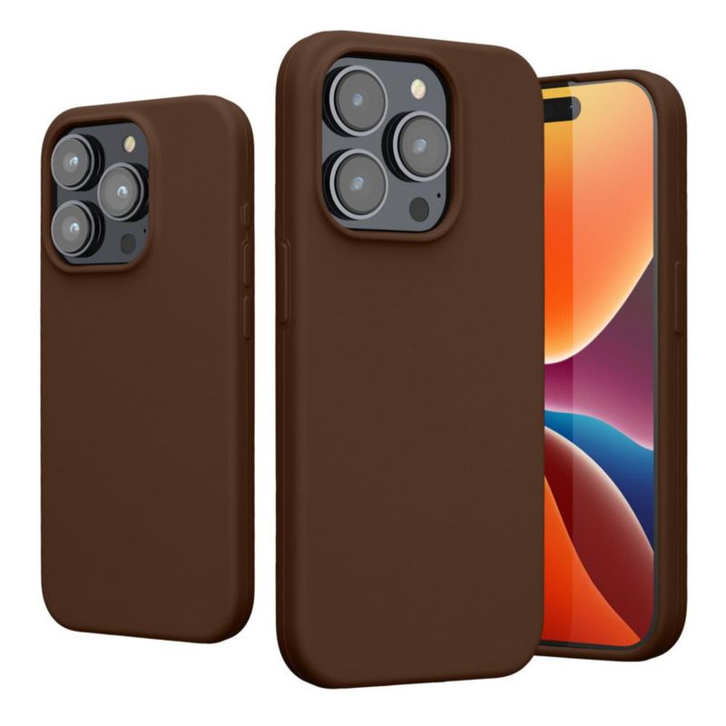 Funda kwmobile TPU para iPhone 15 Pro Max color chocolate