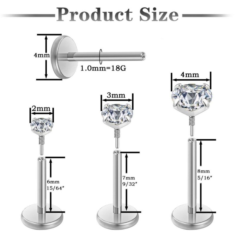 Aros Gotumo de Titanio Respaldo Plano 6/7/8 mm CZ