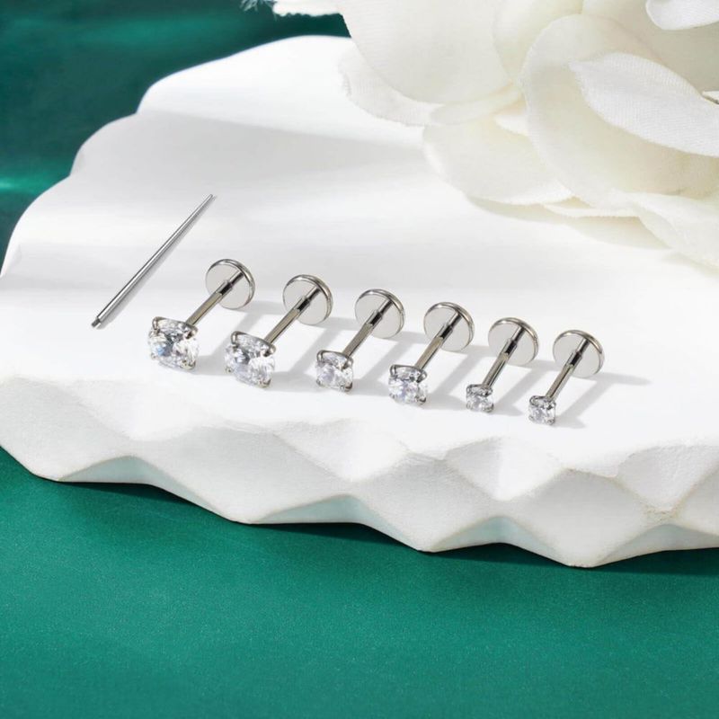 Aros Gotumo de Titanio Respaldo Plano 6/7/8 mm CZ