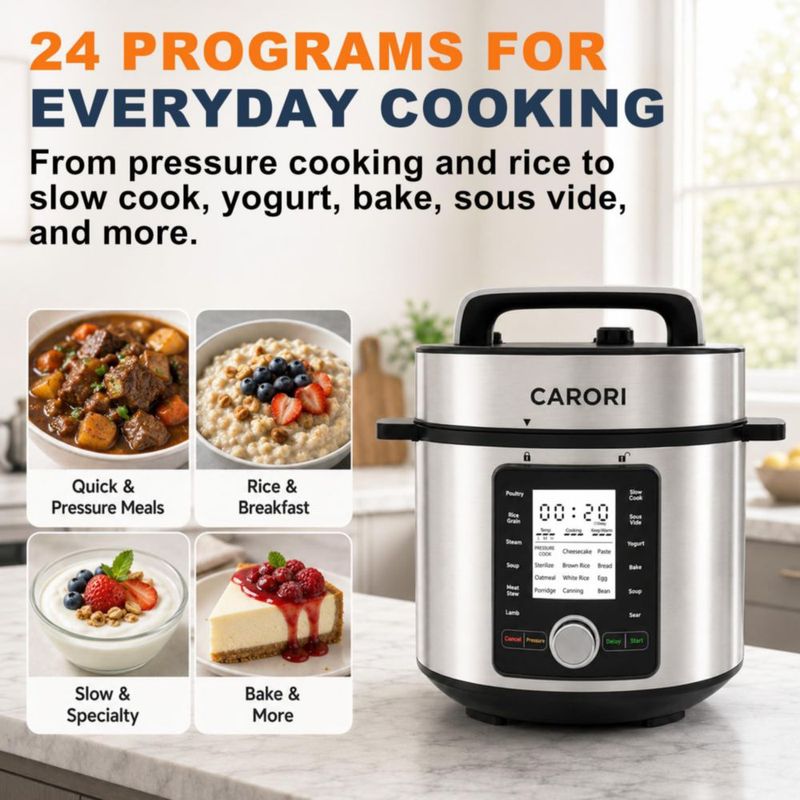 Olla a presión Carori 6 qt 24 programas con control táctil