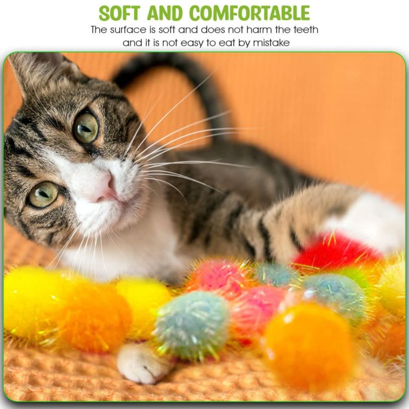 Bolas de juguete para gato Shizhoo 30 piezas 3 cm con purpurina multicolor