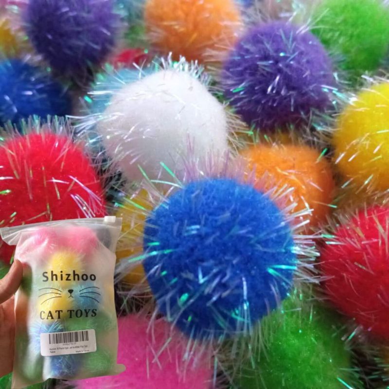 Bolas de juguete para gato Shizhoo 30 piezas 3 cm con purpurina multicolor