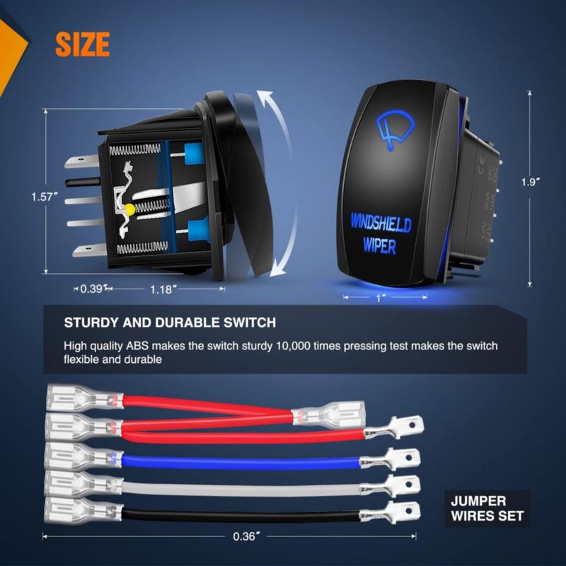 Interruptor rocker Nilight 8 pines 20A/12V 10A/24V LED azul