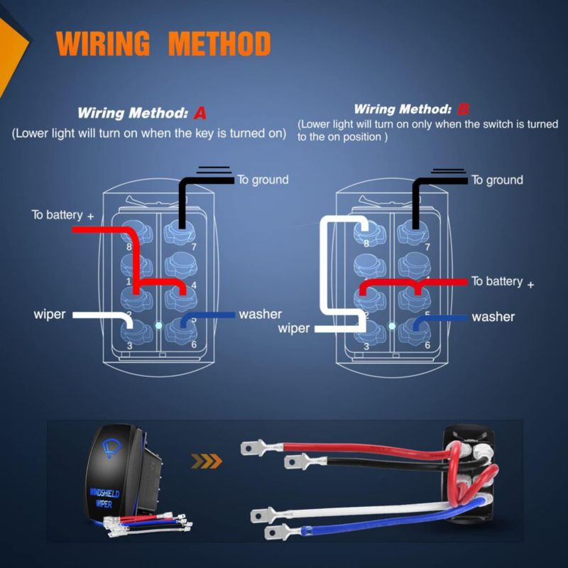 Interruptor rocker Nilight 8 pines 20A/12V 10A/24V LED azul