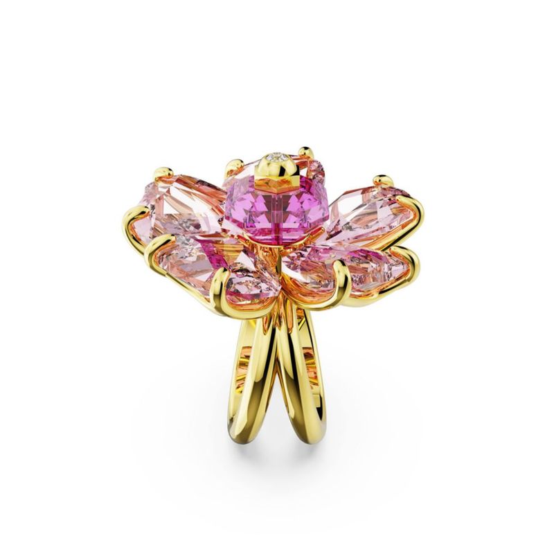 Anillo de cóctel Swarovski Idyllia talla 7 tono dorado con cristal rosa