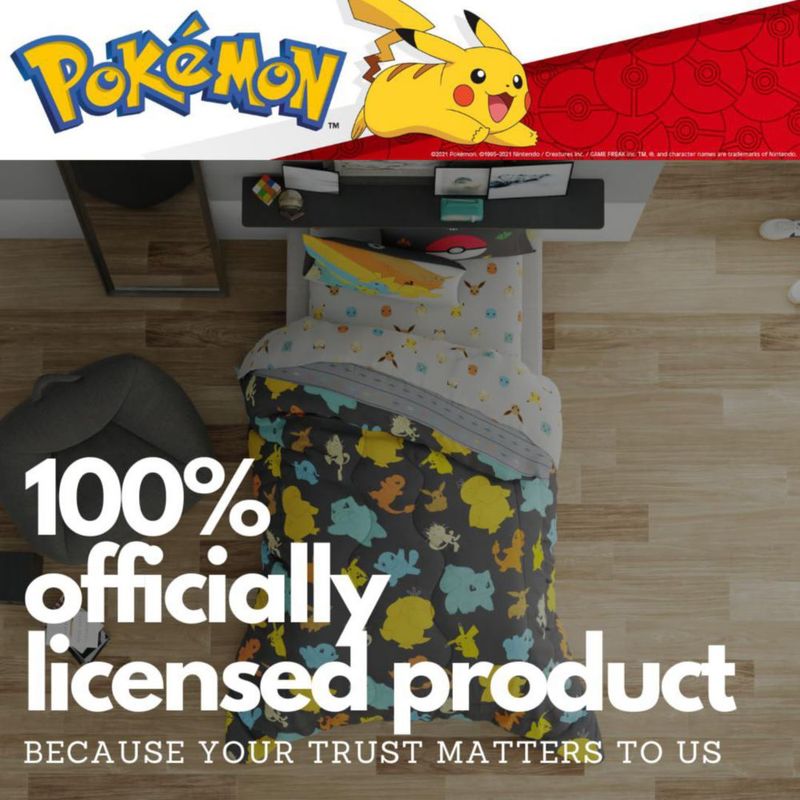 Juego de cama Franco Twin de 5 piezas reversible de Pokémon