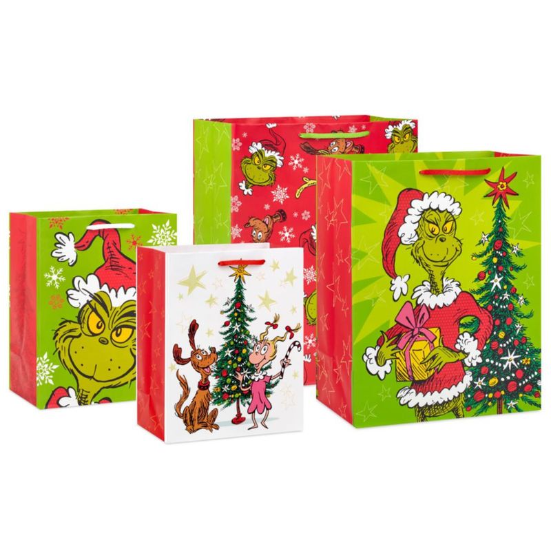 Bolsas de Regalo Hallmark Dr. Seuss - Pack de 4 con Diseños del Grinch
