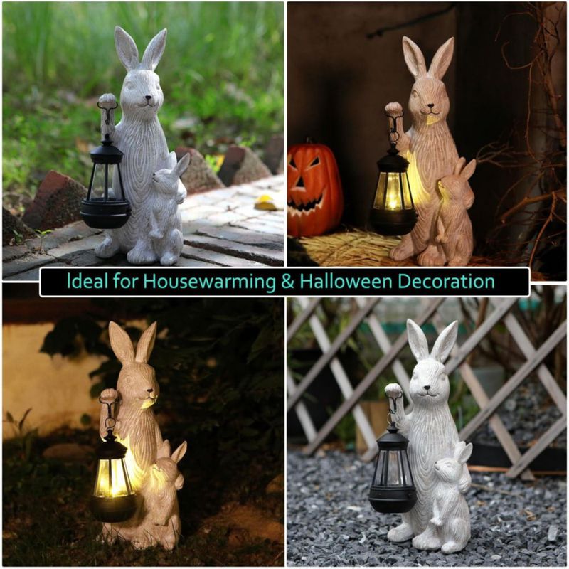 Escultura REYISO Conejo Solar LED 13 cm para Decoración de Jardín