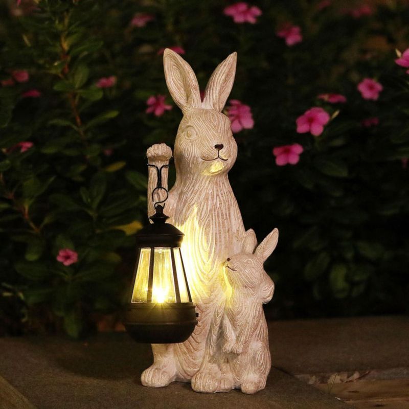 Escultura REYISO Conejo Solar LED 13 cm para Decoración de Jardín