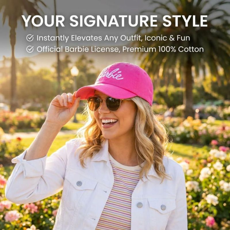 Gorra de béisbol Barbie para mujer rosa snapback ajustable