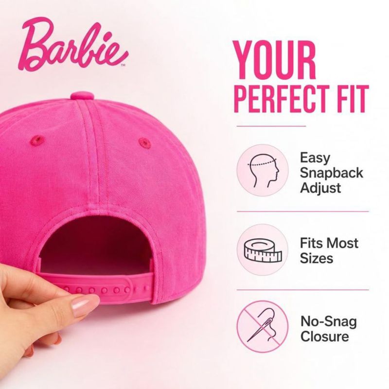 Gorra de béisbol Barbie para mujer rosa snapback ajustable