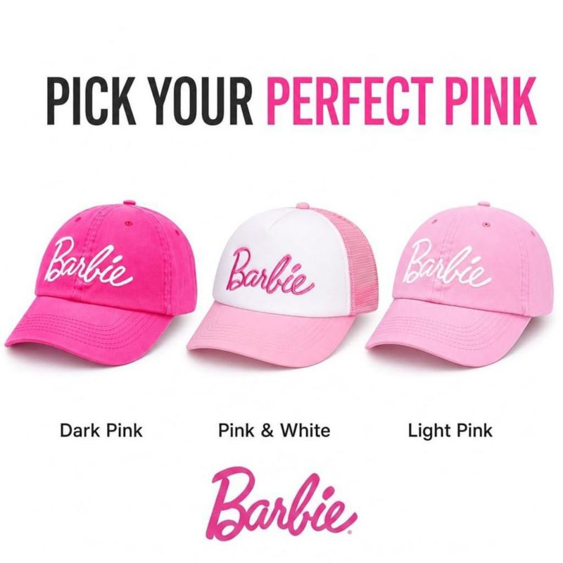 Gorra de béisbol Barbie para mujer rosa snapback ajustable