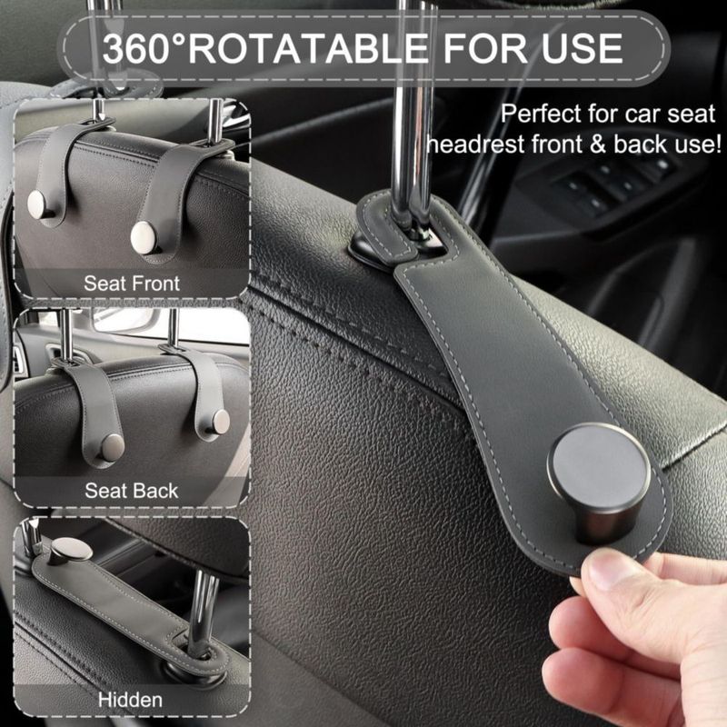 Ganchos para reposacabezas de coche JESTOP 2 unidades en cuero gris