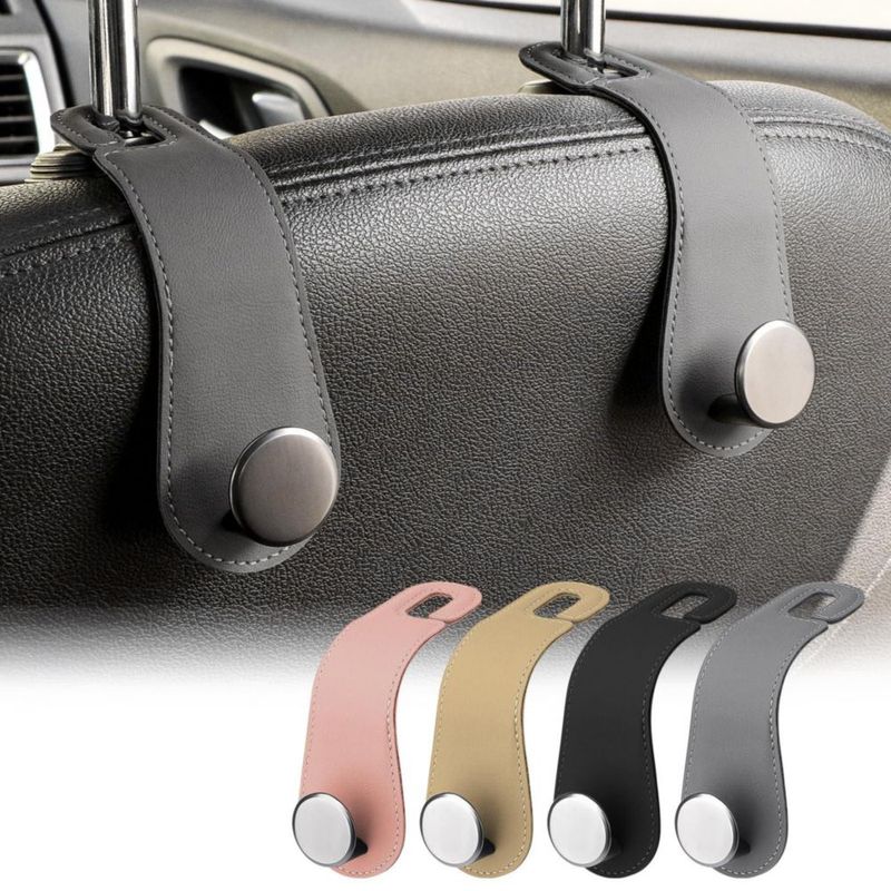 Ganchos para reposacabezas de coche JESTOP 2 unidades en cuero gris