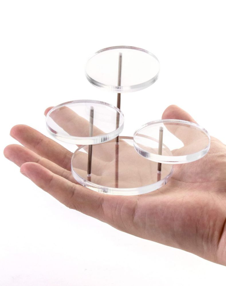 Soporte de exhibición QWORK de 3 niveles transparente paquete de 2 7 cm