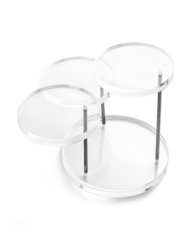 Soporte de exhibición QWORK de 3 niveles transparente paquete de 2 7 cm