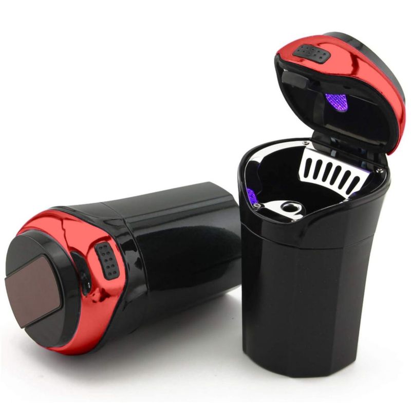 Cenicero para coche TAKAVU LED y encendedor rojo desmontable