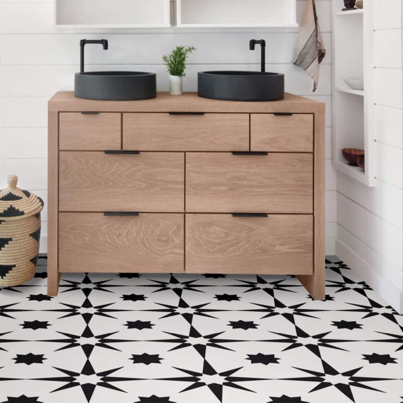 Baldosa de Piso FloorPops 30x30 cm Negra Autoadhesiva