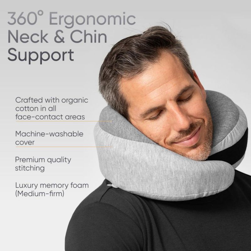 Almohada de viaje Proglobe de espuma viscoelástica gris claro