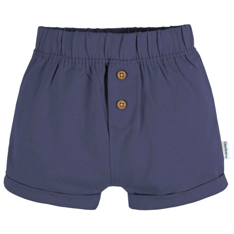 Pantalones cortos Gerber 18 meses – Pack de 3 (azul marino avena y a rayas)