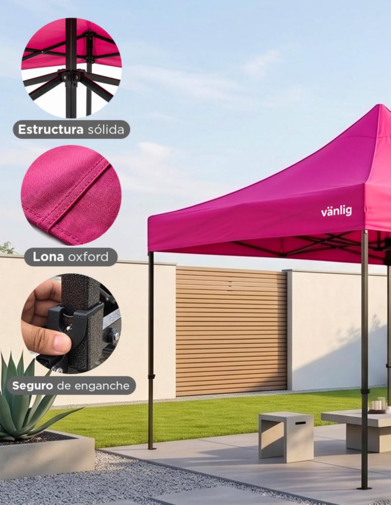 LONA REPUESTO PARA TOLDO 3X3 ROSA DE POLIESTIRENO,IMPERMEABLE, PROTECCION UV