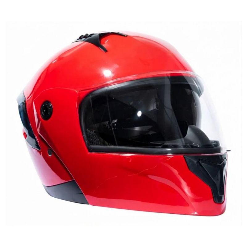 Casco Abatible Plegable Gafas Certificado Protección Rojo