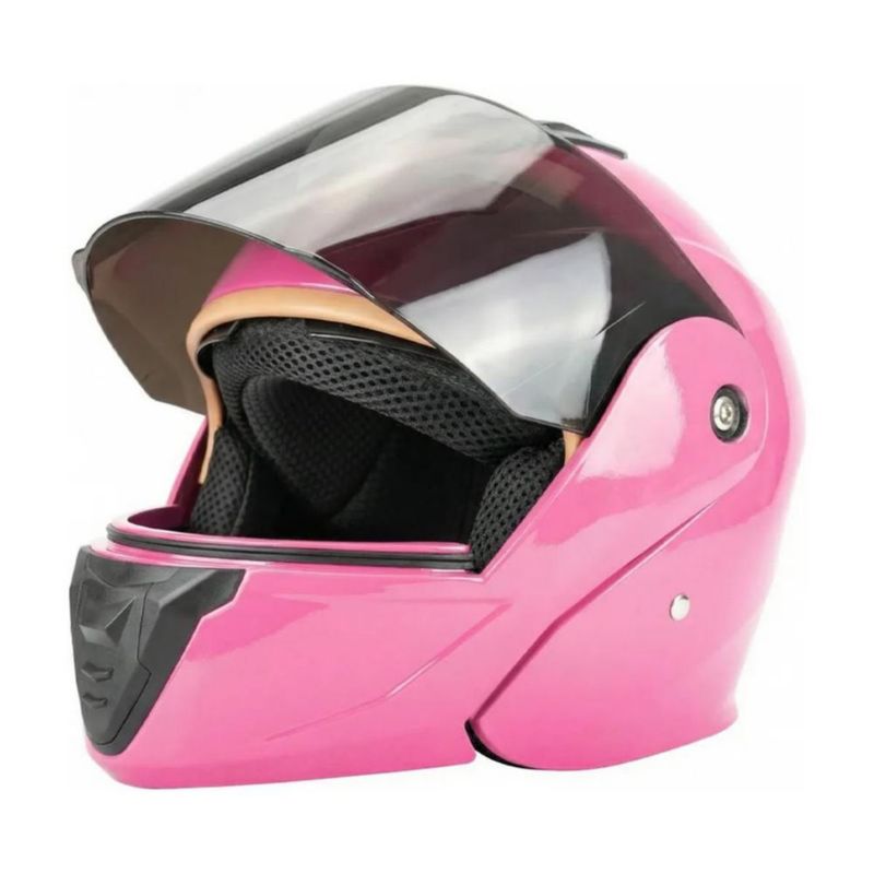 Casco Abatible Plegable Gafas Certificado Protección Rosa