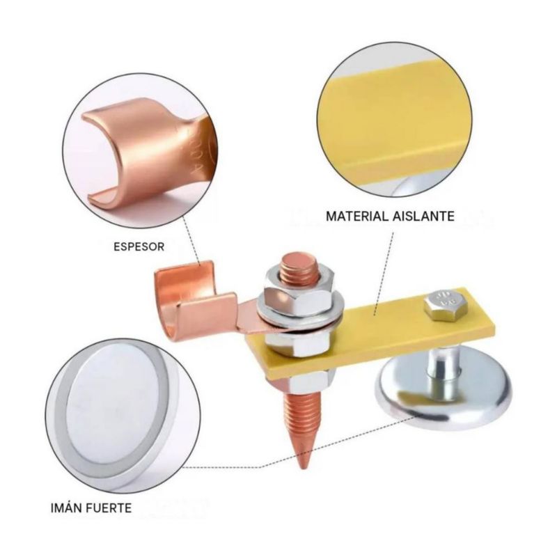 Soldadura Soporte De Tierra Abrazadera Magnética 4 Pzas Cobre